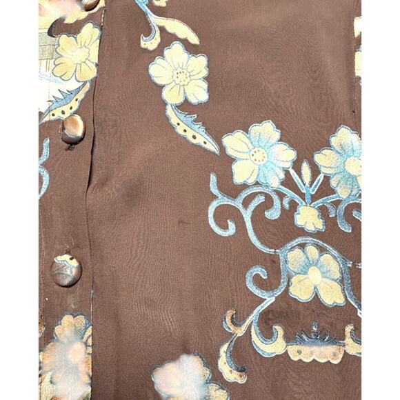 Citron Santa Monica Silk Lined Floral Blouse Women’s L Rare Vintage - Picture 3 of 6